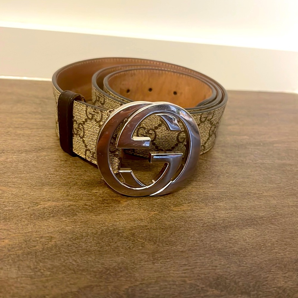 Supreme GG Gucci belt, 90•36, Grey and brown